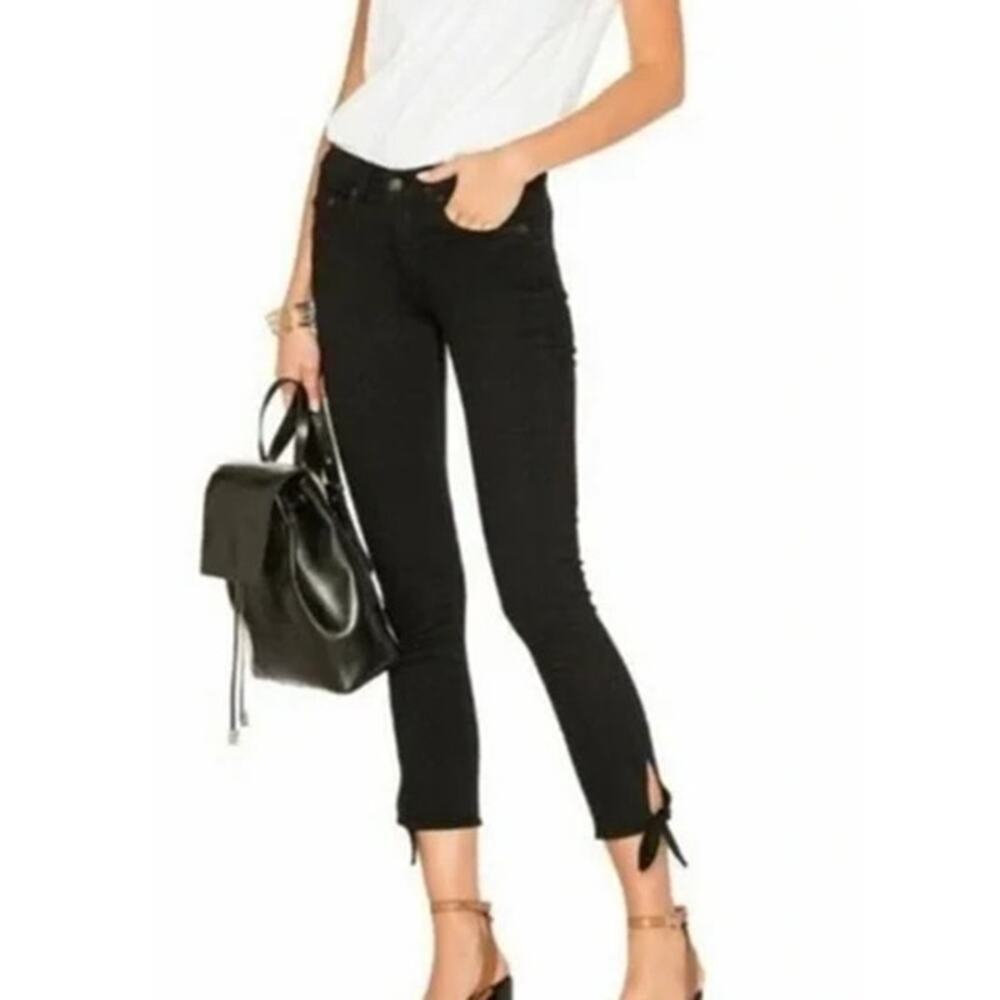 Rag and Bone Stevie Ankle Tie Skinny Jeans Size 26 Coal Black Denim 5-Pocket